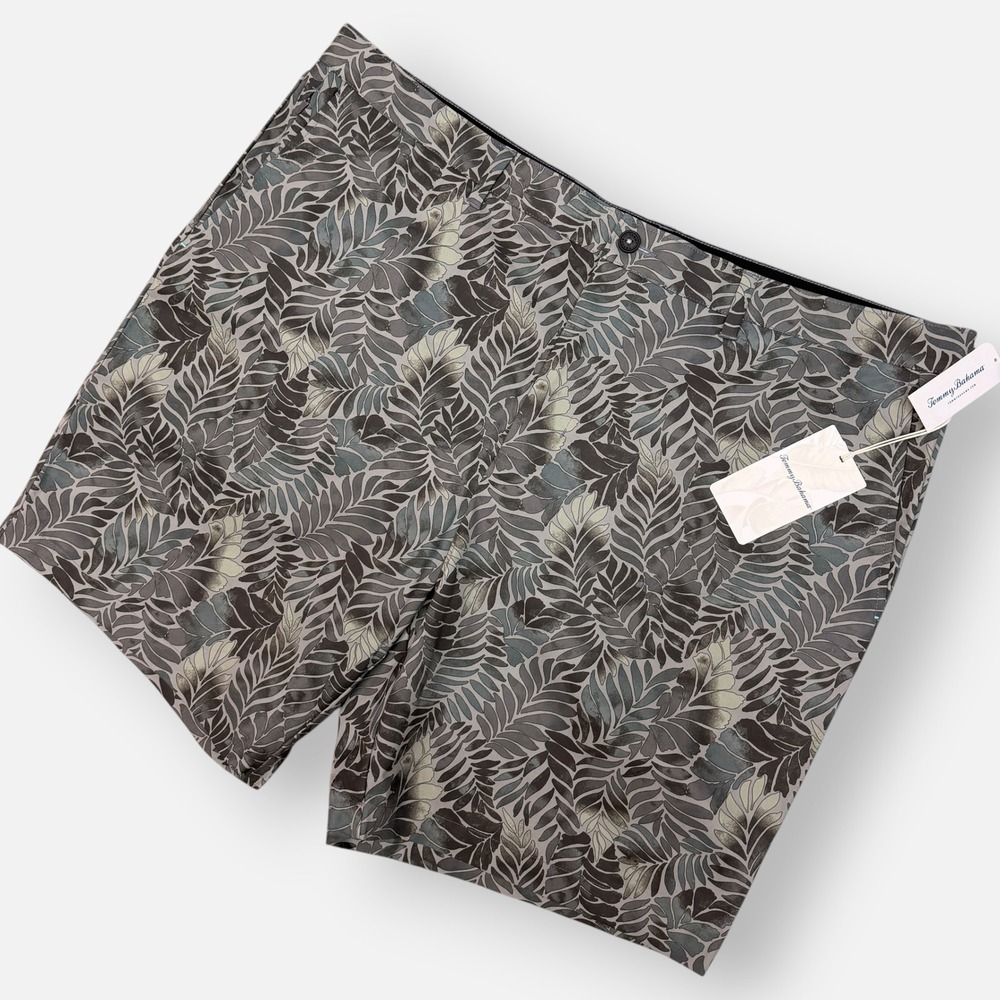 Tommy Bahama Barbados Pro Camo Fronds Shorts Mens 44 Olive Grey Leafy ST890132